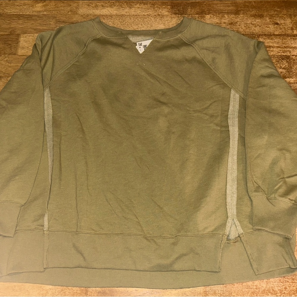 American Eagle Outfitters Women’s Olive Green Oversized Crewneck Sweater